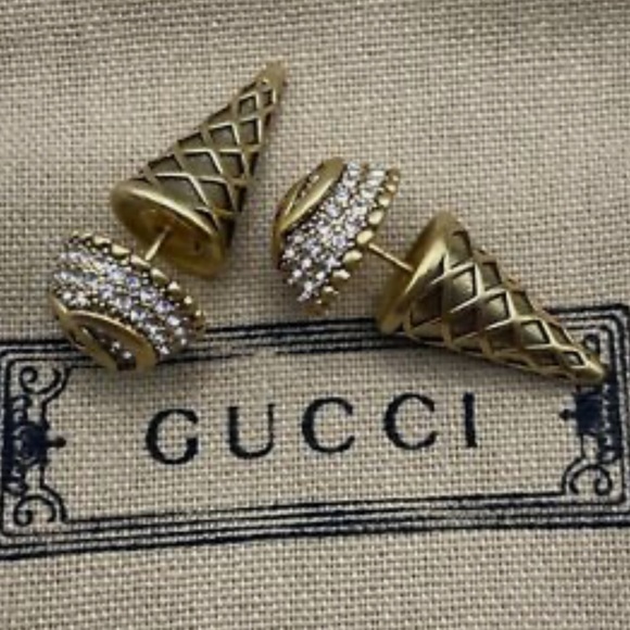 Gucci Gold Plated Crystal Studs - Picture 3 of 14